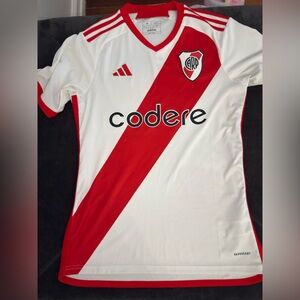 Adidas River Plate Men Soccer Jersey - Red and White